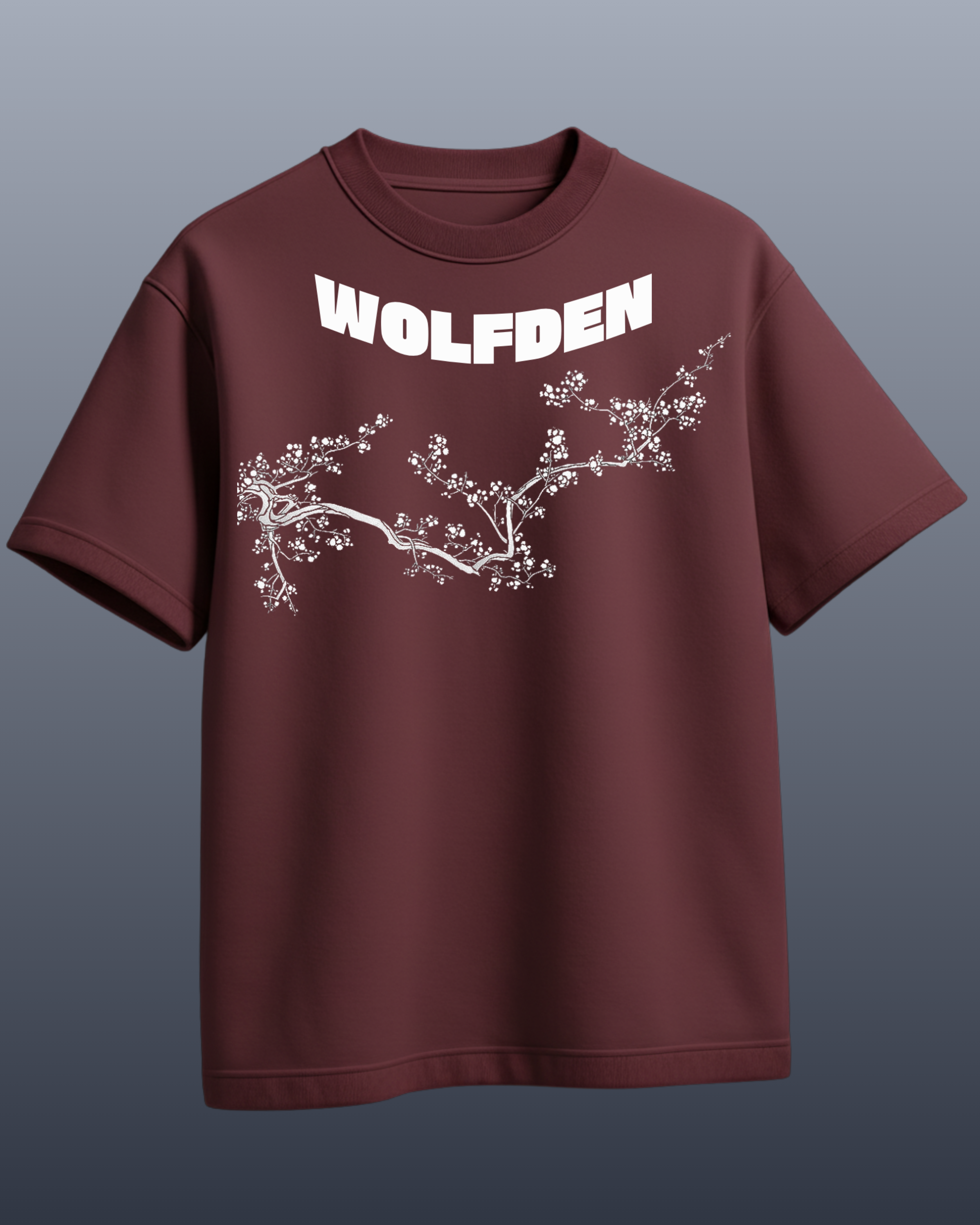 WOLFDEN “FLIGHT BLOOM” Oversized T-Shirt – Maroon Edition